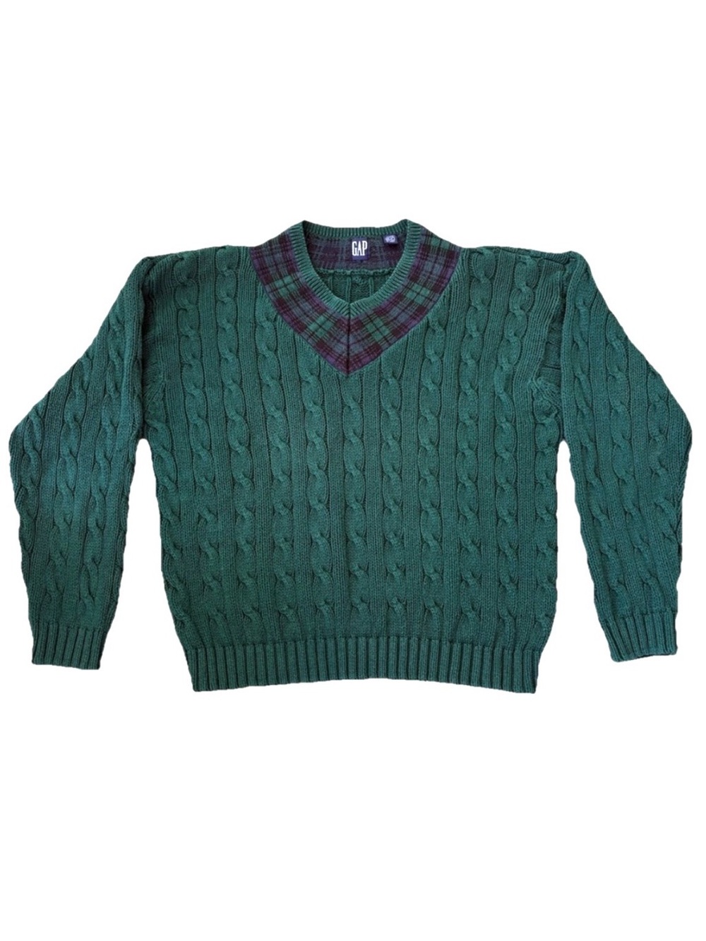 Vintage GAP Sweater Cable Knit Tennis Pullover Preppy Chunky Varsity